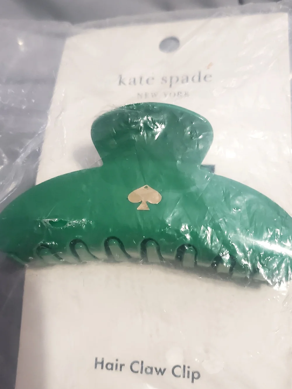 kate spade green enamel spade hair claw